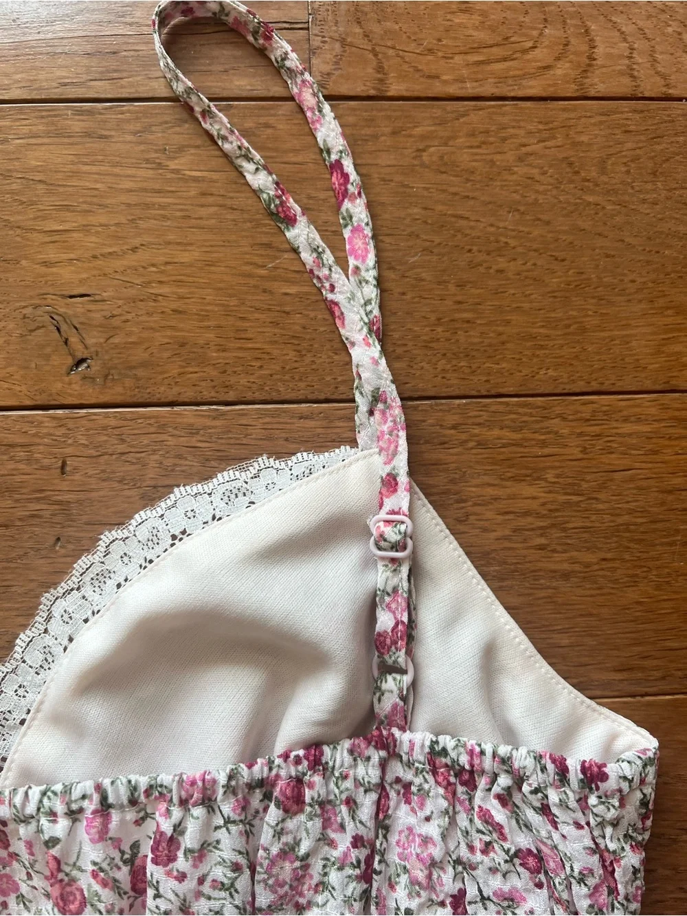 💕No Boundaries Pink Floral Lace-Trim Cami Tank-M-NWT💕